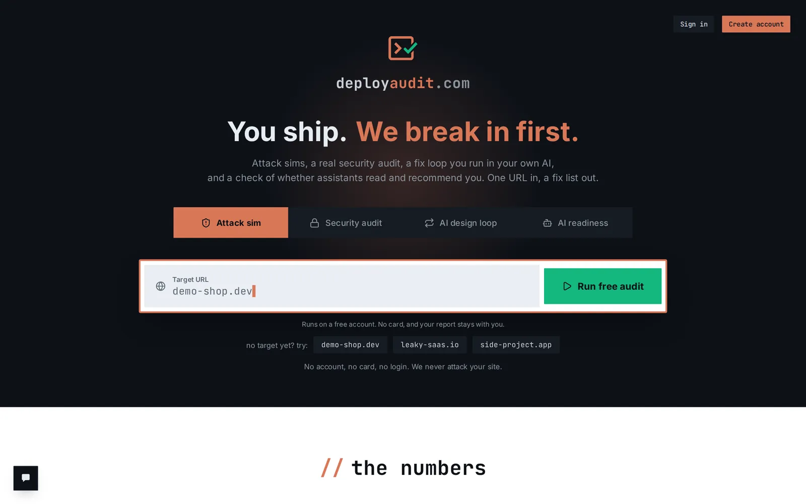 deployaudit.com: ekran 1