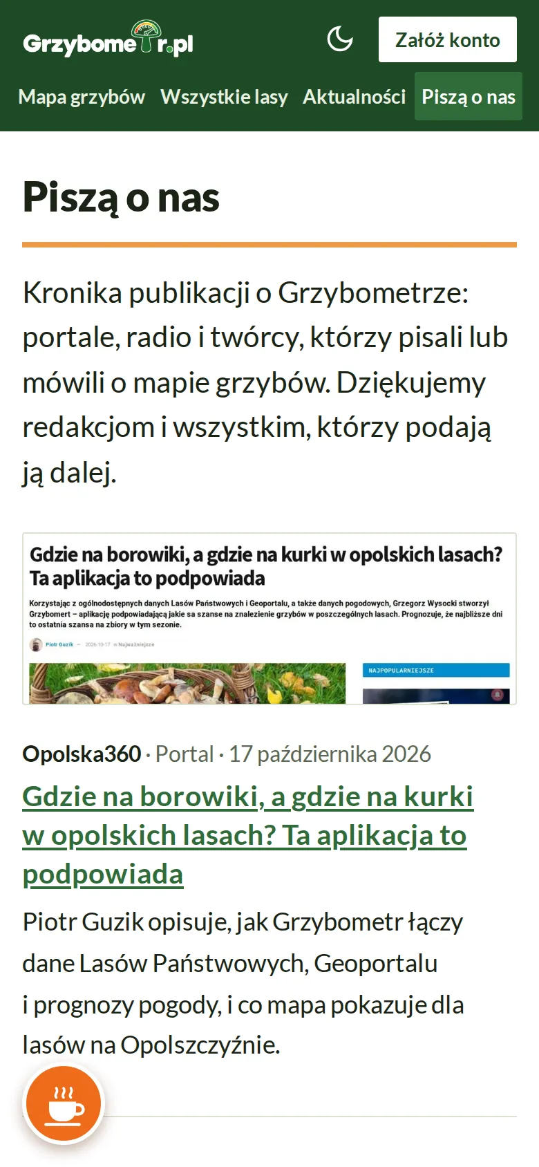 Piszą o Grzybometrze