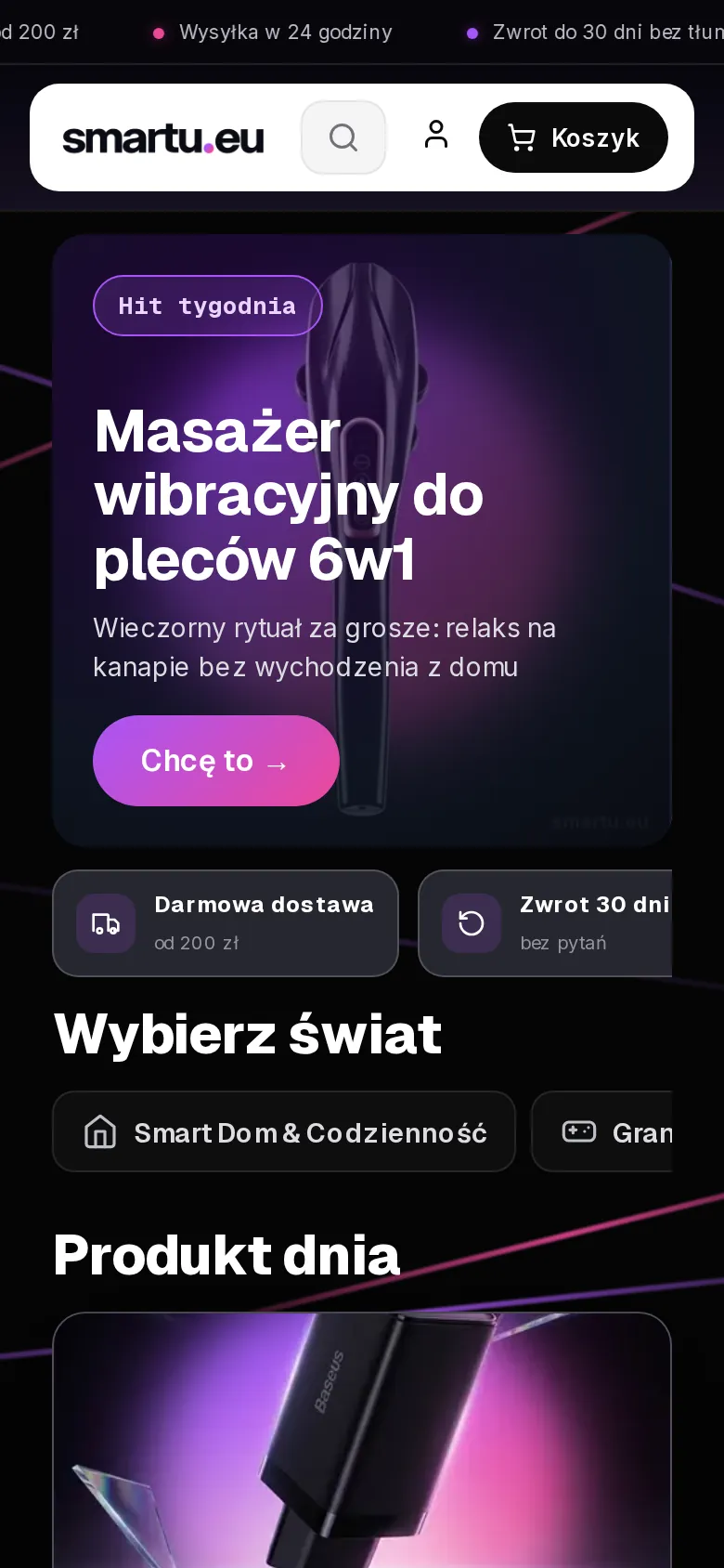 smartu.eu na telefonie, ekran 1
